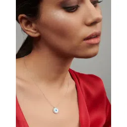 Curio Cottage 92.5 Sterling Silver Disc Evil Eye Necklace for Women-picture-5