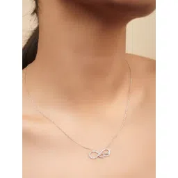 Curio Cottage 92.5 Sterling Silver Infinity Heart Necklace Embellished with CZ Stones for Women-picture-12