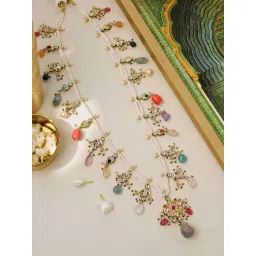 Curio Cottage Navratna Drop Pearl String Ranihar Necklace-picture-32