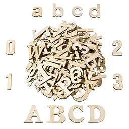 Curious124 Pieces Totally Wooden Capital Letter Wood Lower Case Letters MDF Numbers for Arts Crafts DIY Decoration Displays|Blank Unfinished Letters for Crafts-picture-19