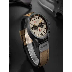 Curren Men Brass Embellished Dial & Stainless Steel Wrap Around Straps Analogue Watch CR-8314-BlackBrown-picture-13