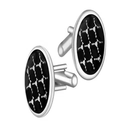Curren Men Silver-Plated Metal Embellished Round Cufflink-picture-35