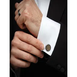 Curren Men Silver-Plated Textured Round Cufflink-picture-11