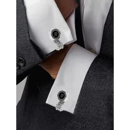 Curren Silver-Plated Printed Round Shaped Cufflink-picture-14