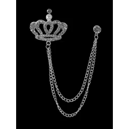 Curren Silver-Plated Rhinestone Studded Crown Shape Brooch-picture-28
