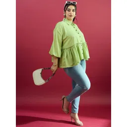 CURVE BY KASSUALLY Comfort Spread Collar Three-Quarter Sleeves Casual Shirt-picture-37