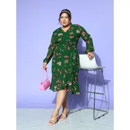 CURVE BY KASSUALLY Plus Size Floral Georgette Midi Dress-picture-39