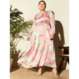 CURVE BY KASSUALLY Plus Size Floral Printed Puff Sleeve Maxi Dress-picture-26