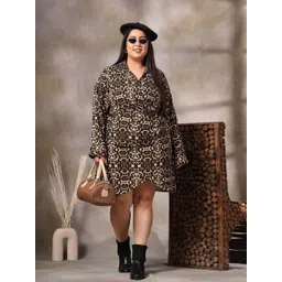 CURVE BY KASSUALLY Women Plus Size Animal Printed Dress-image-7