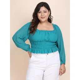 CURVE BY KASSUALLY Women Solid Square Neck Styled Back Top-picture-37