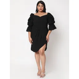 Curves by MISH Black Georgette Dress-image-47
