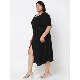 Curves by MISH BlackPlus Size Georgette A-Line Midi Dress-picture-20