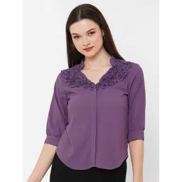 Curves by MISH Mandarin Collar Ruffles Shirt Style Top-picture-15