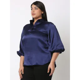 Curves by MISH Plus Size Shirt Collar A-Line Top-picture-43