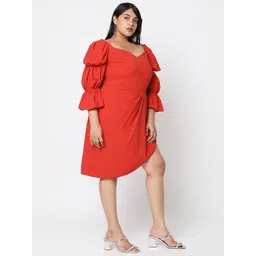 Curves by MISH Rust Plus Size Georgette Dress-picture-32