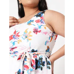Curves by MISH White Plus Size Floral Printed Dress image 2