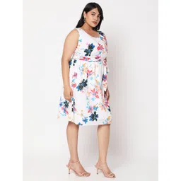 Curves by MISH White Plus Size Floral Printed Dress image 3