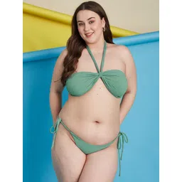 Curves By ZeroKaata Plus Size Ribbed Halter Beachwear Swim Bikini Set-picture-17