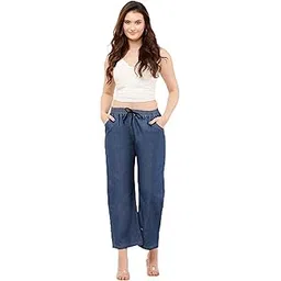 curvify Women's High-Waist Wide Leg Denim Lounge Pants – Relaxed Casual Fit with Adjustable Drawstring, Stylish, Comfortable-picture-53