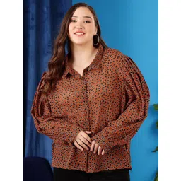 CURVY STREET Abstract Printed Puff Sleeves Shirt-picture-24