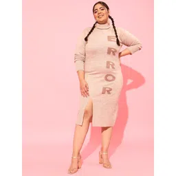 CURVY STREET Beige Plus Size Sheath Midi Dress-picture-19