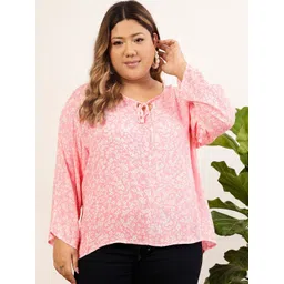 CURVY STREET Floral Printed Tie-Up Neck Top-picture-19