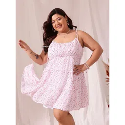 CURVY STREET Plus Size Floral Printed Chiffon A-Line Dress-picture-11