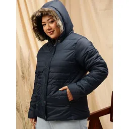 CURVY STREET Plus Size Hooded Neck Long Sleeves Puffer Jacket-picture-36