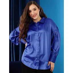 CURVY STREET Plus Size Shirt Collar Cuffed Sleeves Shirt Style Top-picture-21