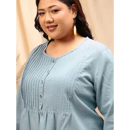 CURVY STREET Plus Size Striped Cotton Denim Top image 2