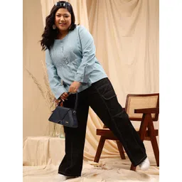 CURVY STREET Plus Size Striped Cotton Denim Top image 5