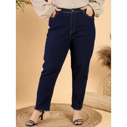 CURVY STREET Plus Size Women Wide Leg Mid Rise Clean Look Stretchable Denim Jeans-picture-30