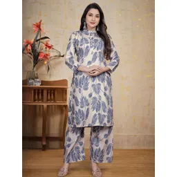 CushionCue Women Blue Lotus Printed Co-ord Set-picture-12