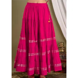 custom-fashion Women Solid Flared Pink Skirt-picture-12