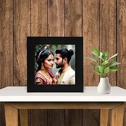 Customised Photo frame with Your Photo | Personalized Square Photo Frame | Table Top Mini Frame Home Decor - 5x5 Inches-picture-27