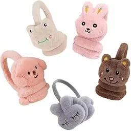 Cute Animal Plush Earmuffs, Winter Ear Warmers for Kids and Adults, Soft Fur Earband with Cat, Rabbit, Bear Designs, Cold Weather Protection, Random Color-image-21