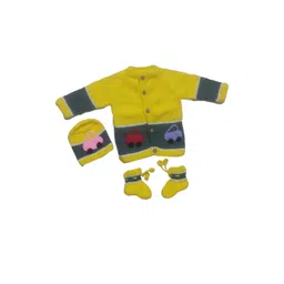 Cute Collection Kids Colourblocked Printed Woollen Cardigan-picture-29