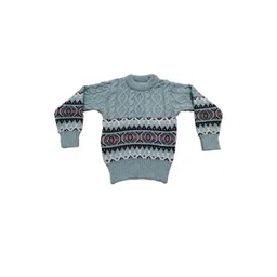 Cute Collection Unisex Kids Grey & Black Ribbed Round Neck Long Sleeves Woolen Pullover-picture-25