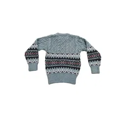 Cute Collection Unisex Kids Grey & Black Ribbed Round Neck Long Sleeves Woolen Pullover image 3