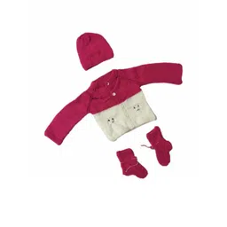 Cute Collection Unisex Kids Pink And White Colourblocked Woolen Sweaters-picture-20