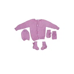 Cute Collection Unisex Kids Striped Woollen Sweater With Cap, Socks & Mittens-picture-23