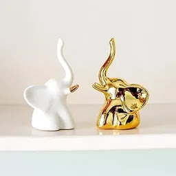 Cute Decorative Showpiece for Living Room, TV Showcase, Office Desk & Home Decor | Table Centerpiece Statue | Gift Item for Interior Decoration (Gold_Cute Elephant)-picture-11