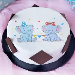 Cute Elephants Baby Shower Poster Cake (Half Kg)-picture-23