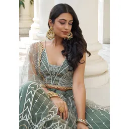 cute fellow Embroidered, Embellished Semi Stitched Lehenga Choli image 4