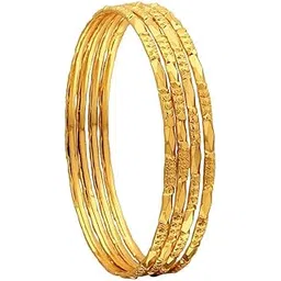 cute gold 1 Gram Gold Plated Copper Traditional Plain Bangle Set for Women & Girls-picture-49