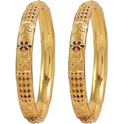 cute gold One Gram Gold Plated Traditional American Diamond Stone Bangles for Women and Girls (4047)-picture-30