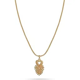 cute gold One Gram Micro Gold Plated Handcrafted Short and Small Dollar Pendant Chain for Women & Girls (18 inch)(DC-1127)-picture-17