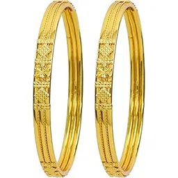 cute gold One Gram Micro Gold Plated Traditional Plain Bangle for Women and Girls (4013)-picture-11