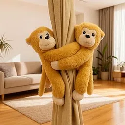 Cute Hanging Monkey Curtain Tieback Soft Plush Toy – 40cm | Adorable Stuffed Animal Holder with Velcro for Kids Bedroom, Nursery & Living Room Decor for Kids (Light Brown)-picture-21