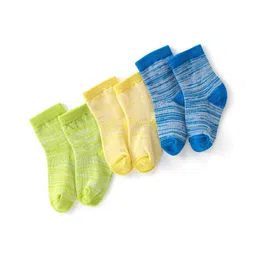 Cute Walk by Babyhug Anti-Bacterial Ankle Length Lines Designed Socks Pack of 3 - Multicolour-image-9